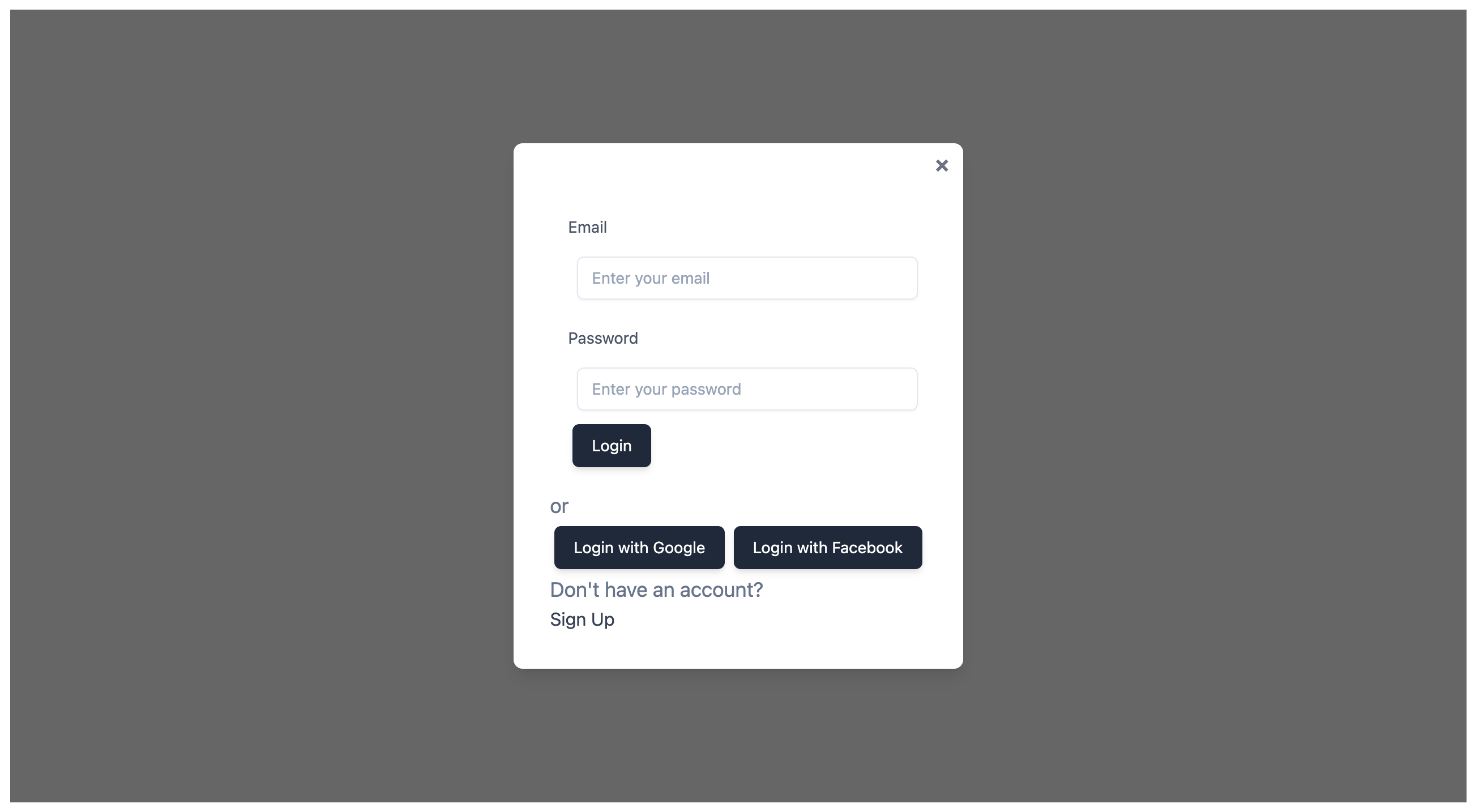 Social Login Modal Component